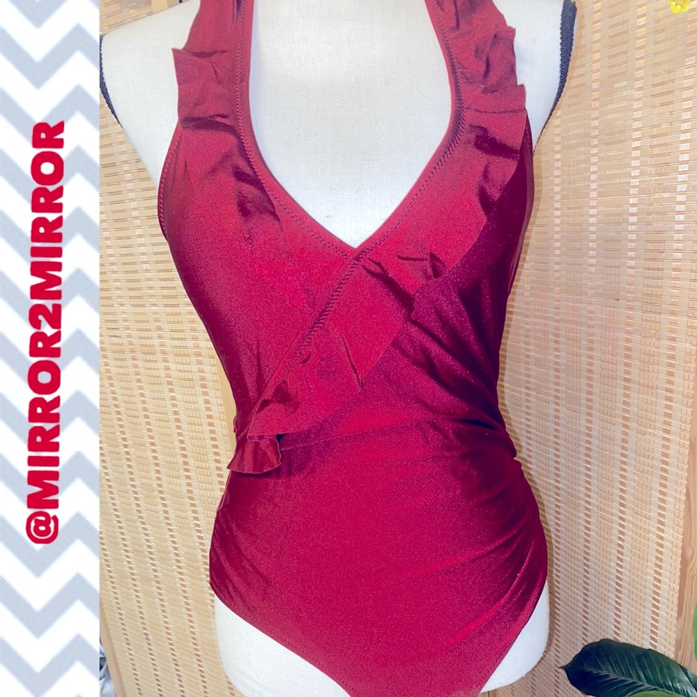 NWOT SHEIN Burgandy Red one piece swim suit Med